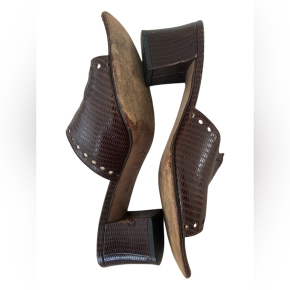 Bottega Veneta Brown Leather Square Mules Spec Edition VTG sz 8 Scalloped Edge - Picture 4 of 17